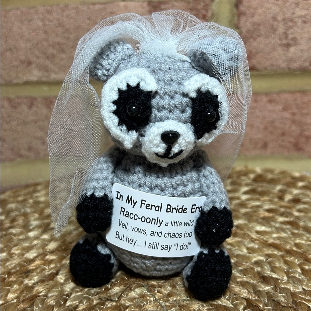 Bride Gifts Positive Crochet Raccoon Bridal Shower Bride to Be Gift Mini Funny - Picture 3 of 3